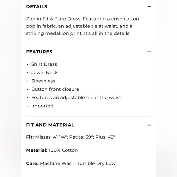 NWOT Talbots Plus Size Poplin Fit & Flare Medallion Print Sleeveless Dress 18 - Picture 5 of 13